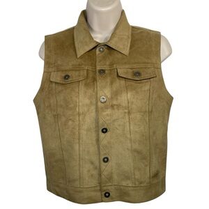 Ralph Ralph Lauren dry goods tan brown microsuede  vest snap front womens sz S